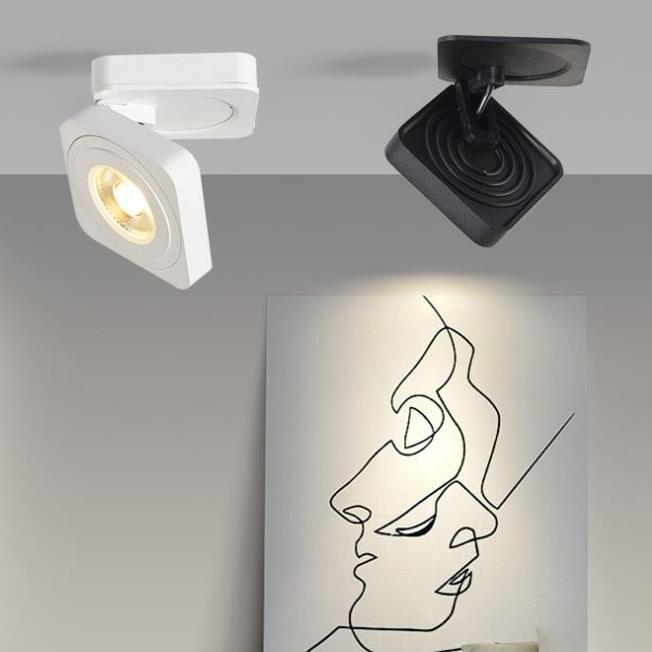 Arisha Modern Adjustable Square Ceiling Light Spotlight, Black/White