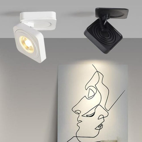 Arisha Modern Adjustable Square Ceiling Light Spotlight, Black/White