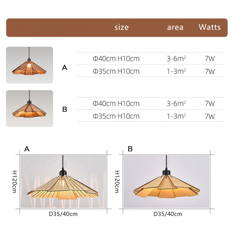 Arisha Retro Pendant Light, Metal & Wood