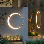Ray Art Deco Ring Metal Lunar Glow Outdoor Wall Light