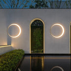 Ray Art Deco Ring Metal Lunar Glow Outdoor Wall Light