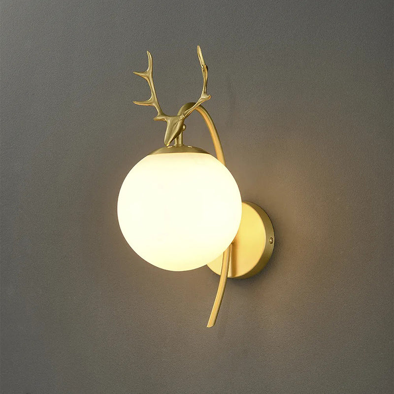 Valentina Modern Art-Deco Deer Bedside Wall Lamp, Black/Gold