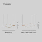 Arisha LED Linear Minimalist Wave Golden Leaf Shaped Pendant Light