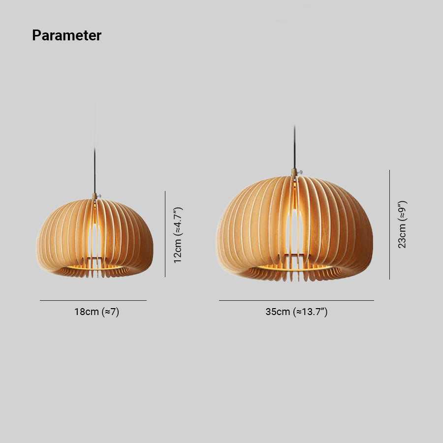 Muto Pumpkin Pendant Light, Wood