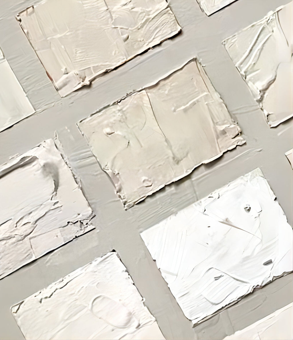 Wabi-Sabi Textured Neutral Tone Grid Oil Painting