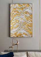 Luxe Gold Vein Marble Swirl Impasto Painting