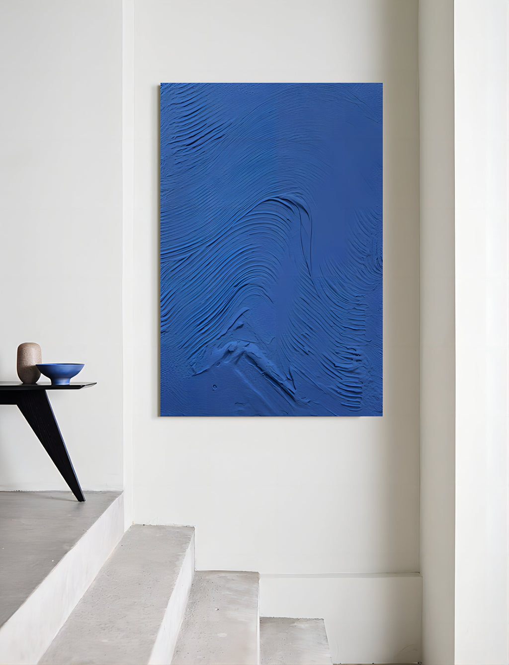 Deep Blue Wave Texture Oil Painting