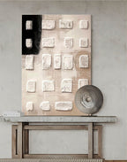 Neutral Textured 3D Block Oil Painting Black Minimalist