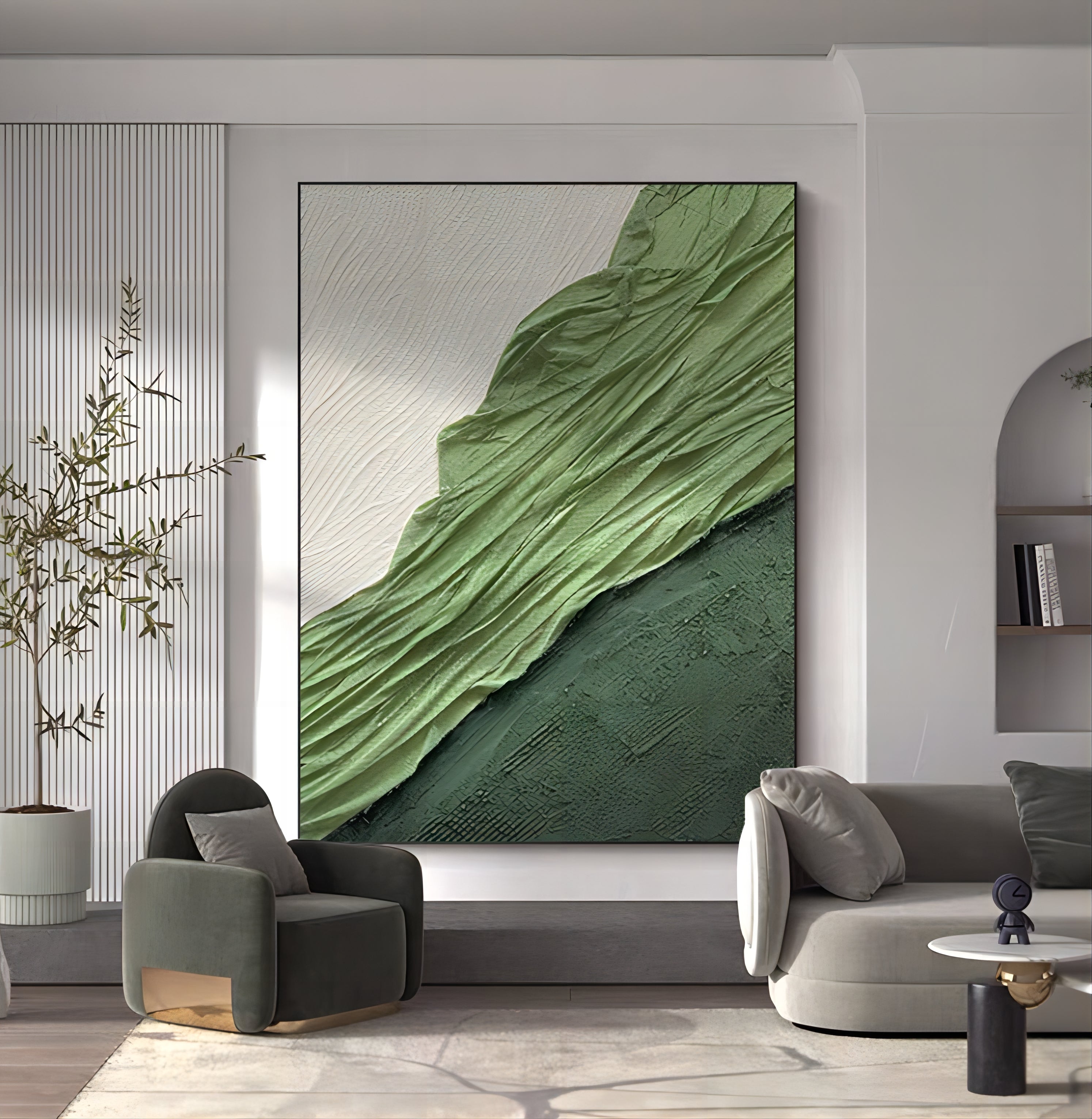 Green Gradient Textured Abstract Wall Art