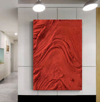 Vibrant Red Wave Texture Oil Painting