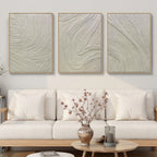 Textured Neutral Wave Triptych Relief Painting Set