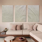 Textured Neutral Wave Triptych Relief Painting Set