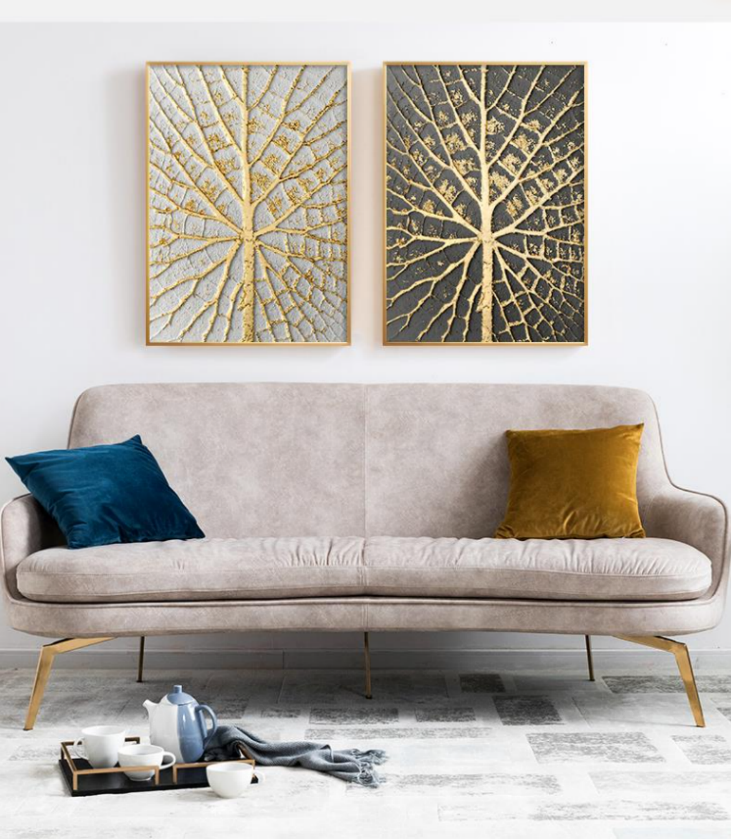 Gilded Vein Tree Impasto Painting