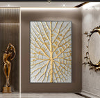 Kintsugi-Inspired Golden Tree Bas-Relief Painting