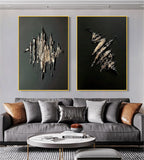 Textured Gold & Black Abstract Oil Painting