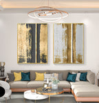 Luxury Gold Foil Abstract Diptych Oil Painting