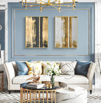 Luxury Gold Foil Abstract Diptych Oil Painting