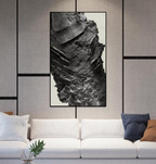 Plaster Art Textured Black Abstract Vertical Painting