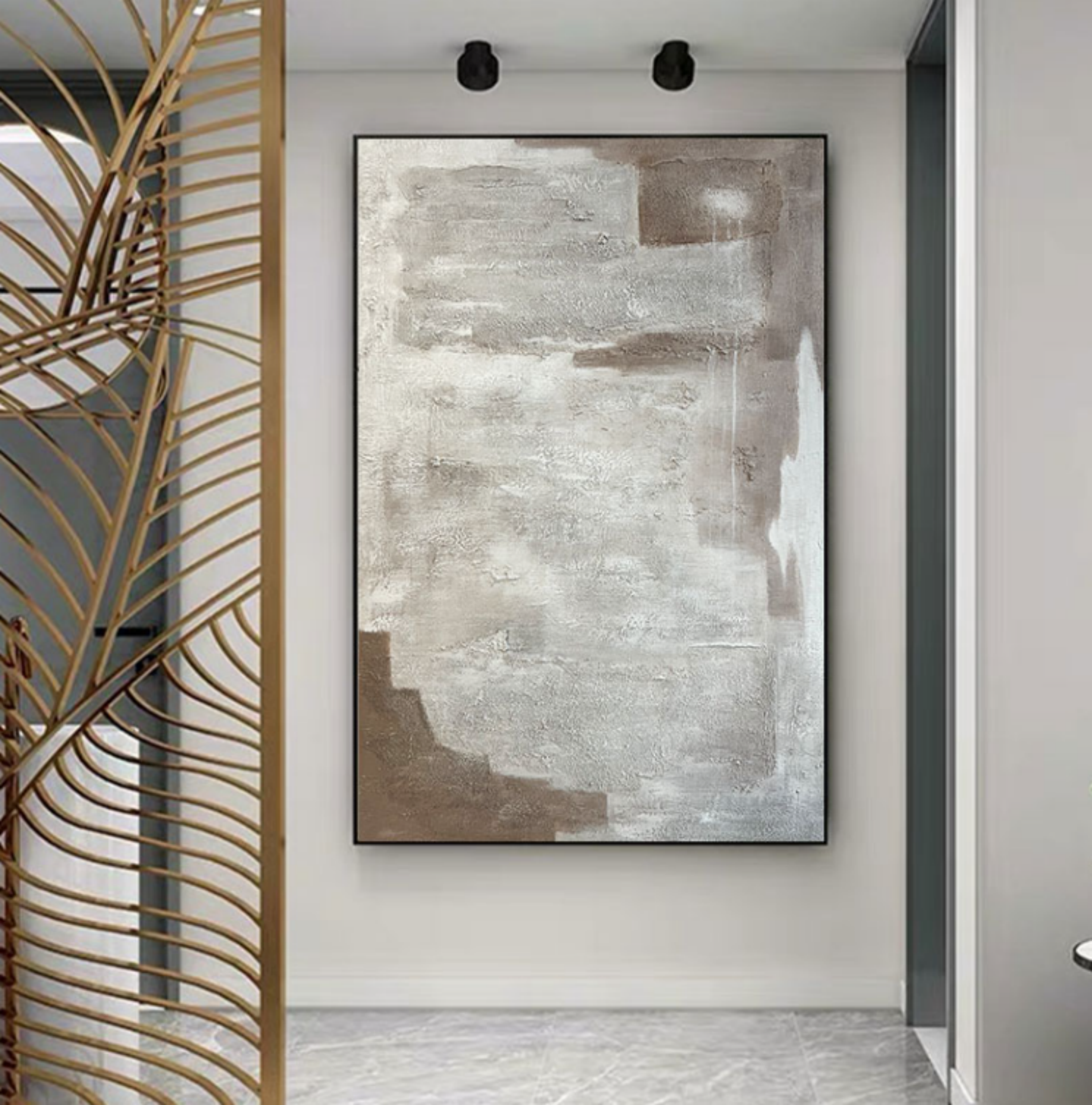 Neutral Tone Textured Oil Painting Wabi Sabi Wall Art