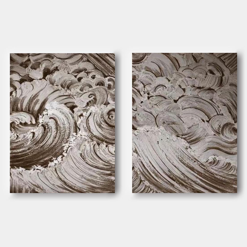 Brown Wave Texture 2 Piece Wall Art Set