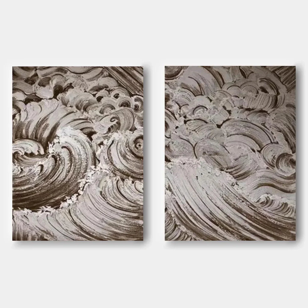 Brown Wave Texture 2 Piece Wall Art Set