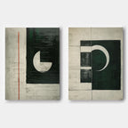 Tactile Two-Piece Geometric Oil Painting Black White