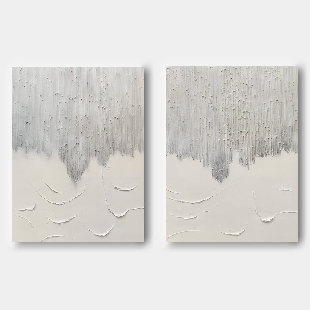Silver White Gradient Textured 2 Piece Wall Art Set