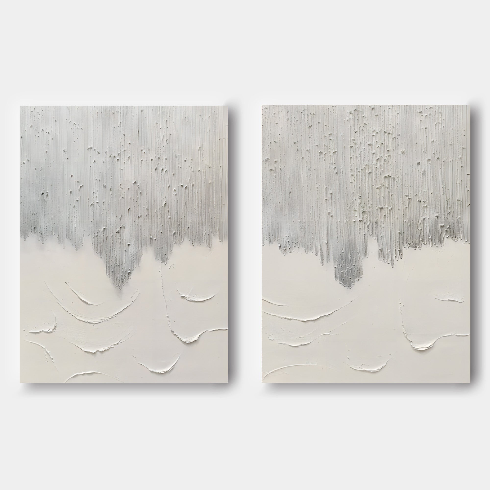Silver White Gradient Textured 2 Piece Wall Art Set