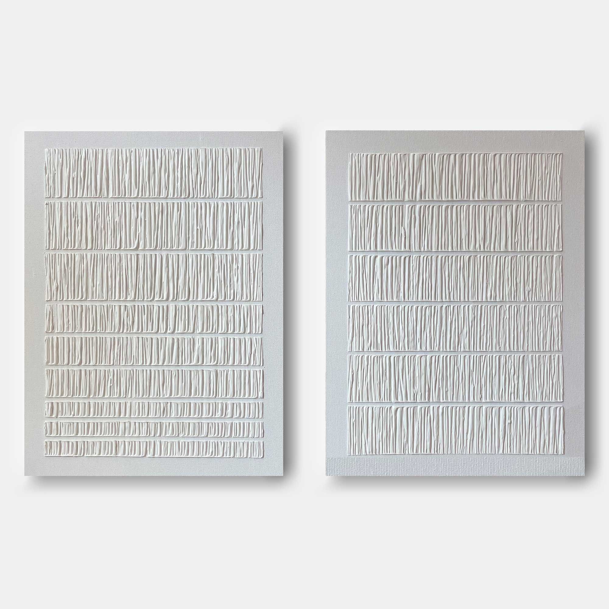 Set Of 2 Minimalist Textured Diptych Bas-Relief Painting