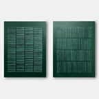 Deep Teal Textured Geometric Diptych Oil Painting