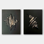 Textured Gold & Black Abstract Oil Painting