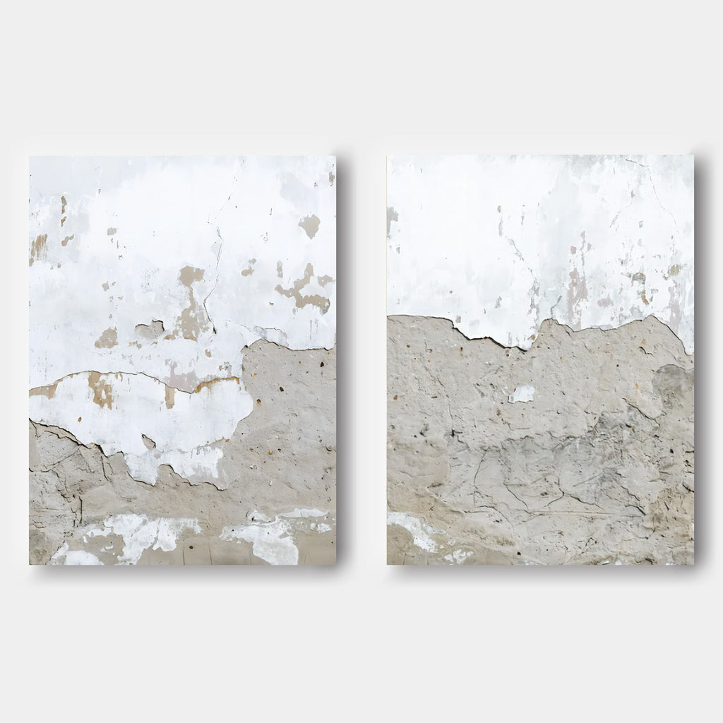Wabi-Sabi Weathered Wall Diptych Painting