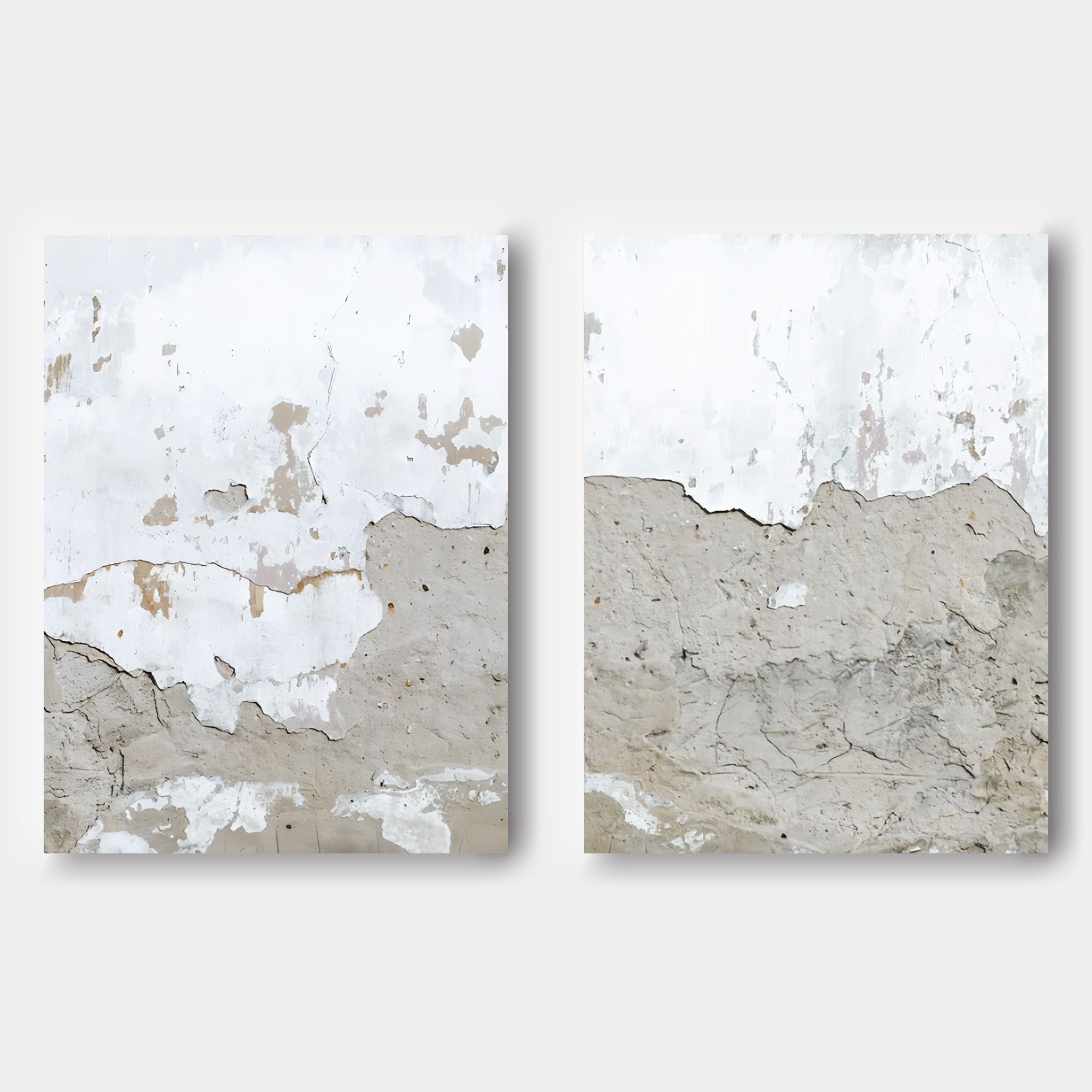 Wabi-Sabi Weathered Wall Diptych Painting