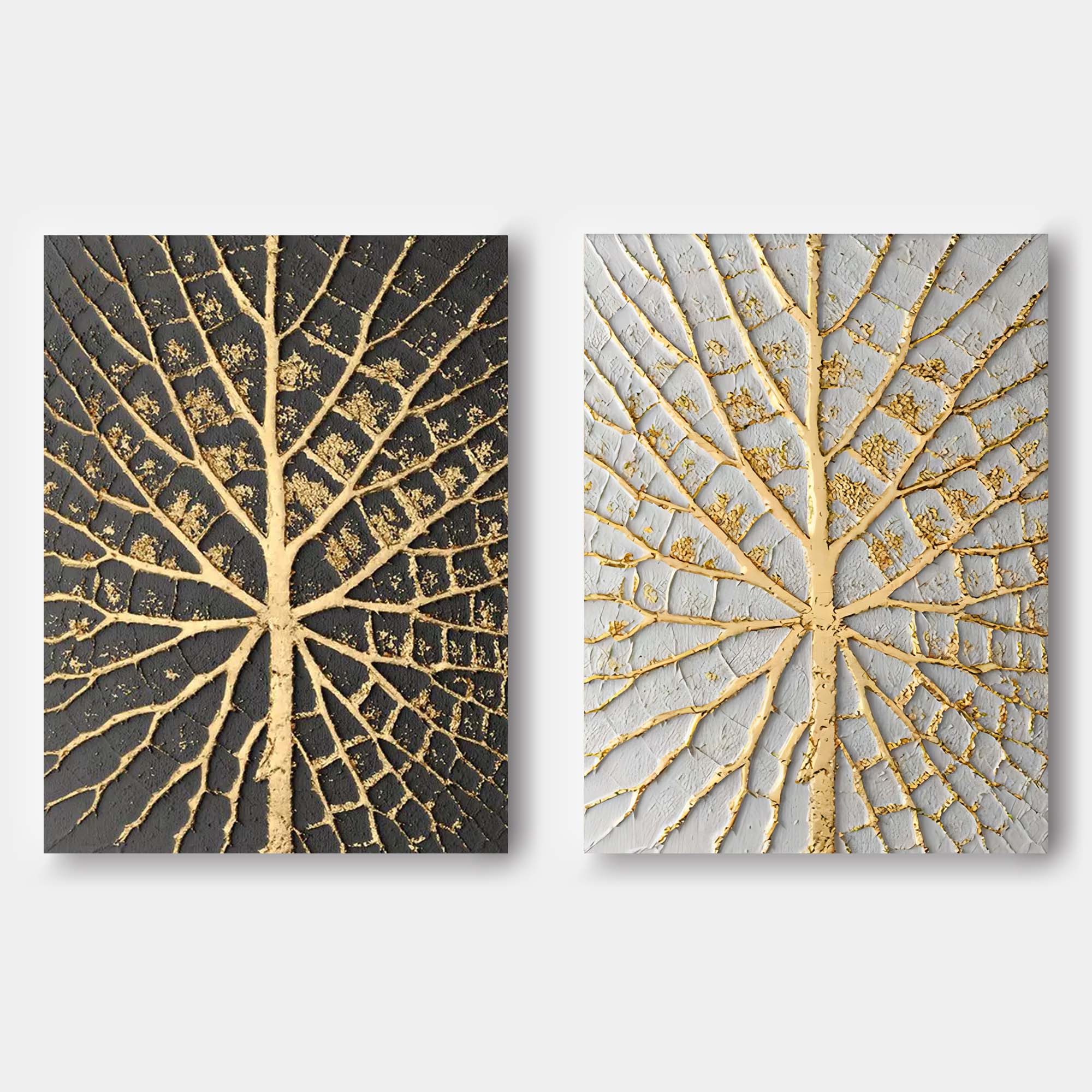 Gilded Vein Tree Impasto Painting