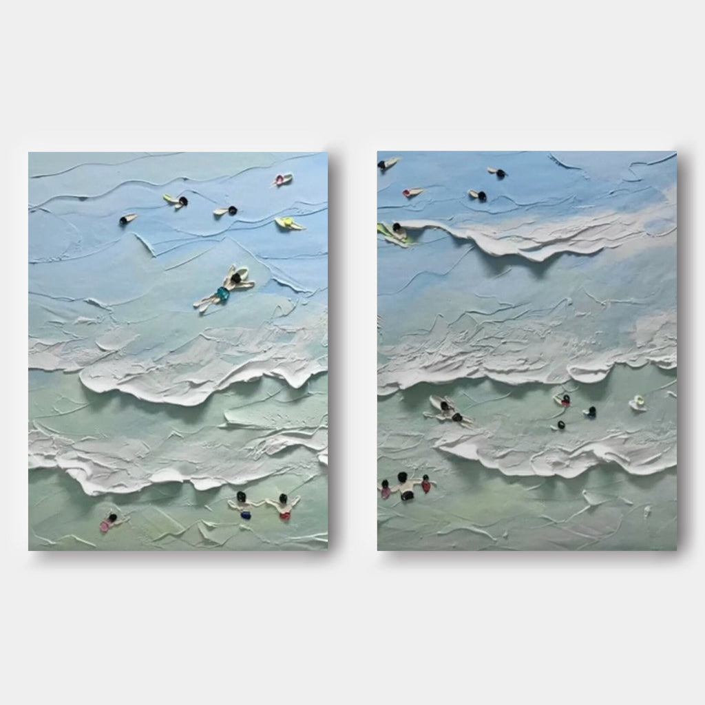 Diptych Painting Beach Scene 2-Piece Set