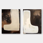 2 Piece Set Dark Brown Diptych Oil Painting