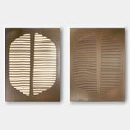 2 Piece Set Brown Beige Textured Diptych Oil Painting