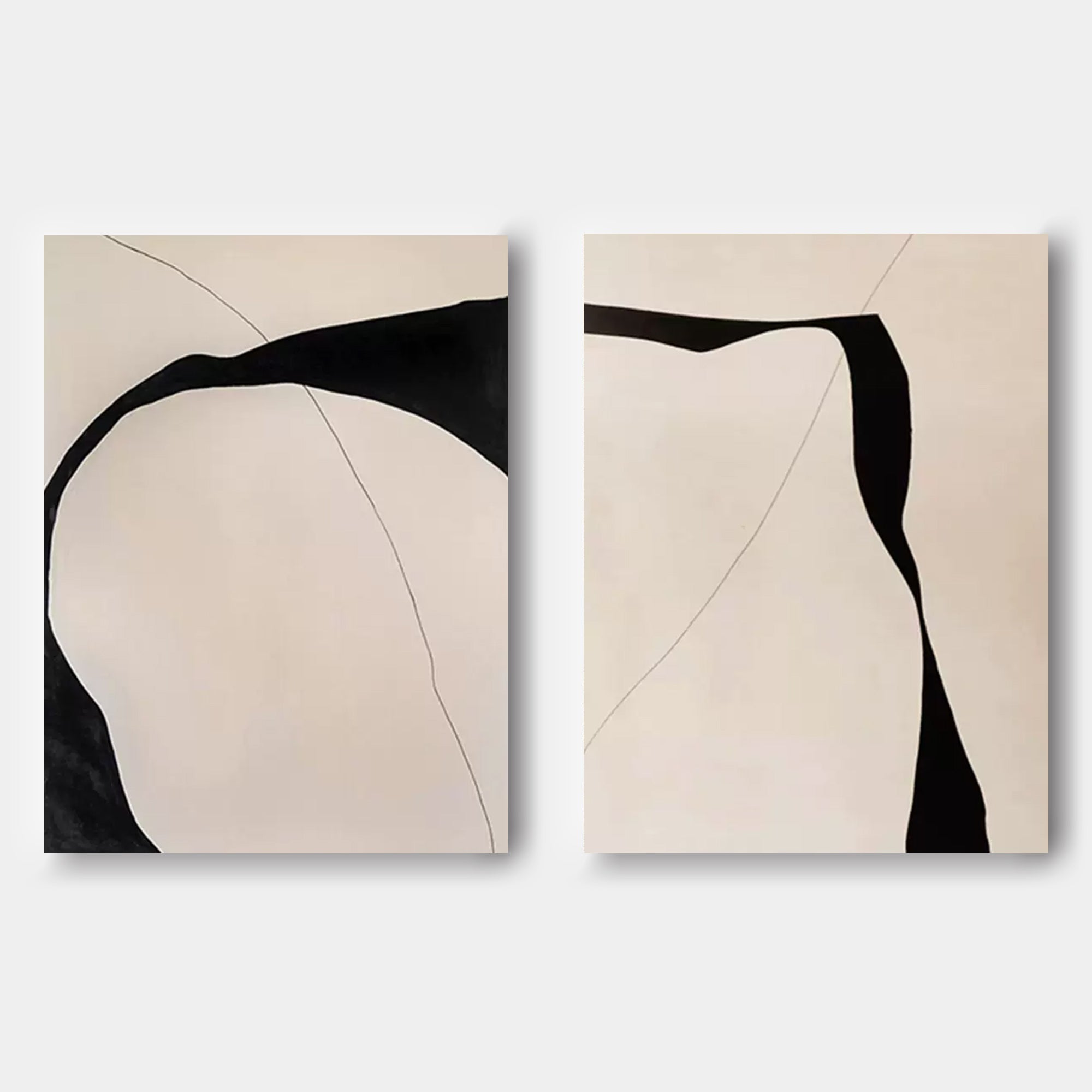 Organic Diptych Art Oil Painting Set Of 2