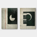 Tactile Two-Piece Geometric Oil Painting Black White