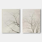 Set Of 2 Neutral Bare Tree Diptych Painting Textured