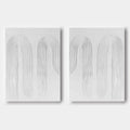 Minimalist White Curved Line Textured 2 Piece Wall Art