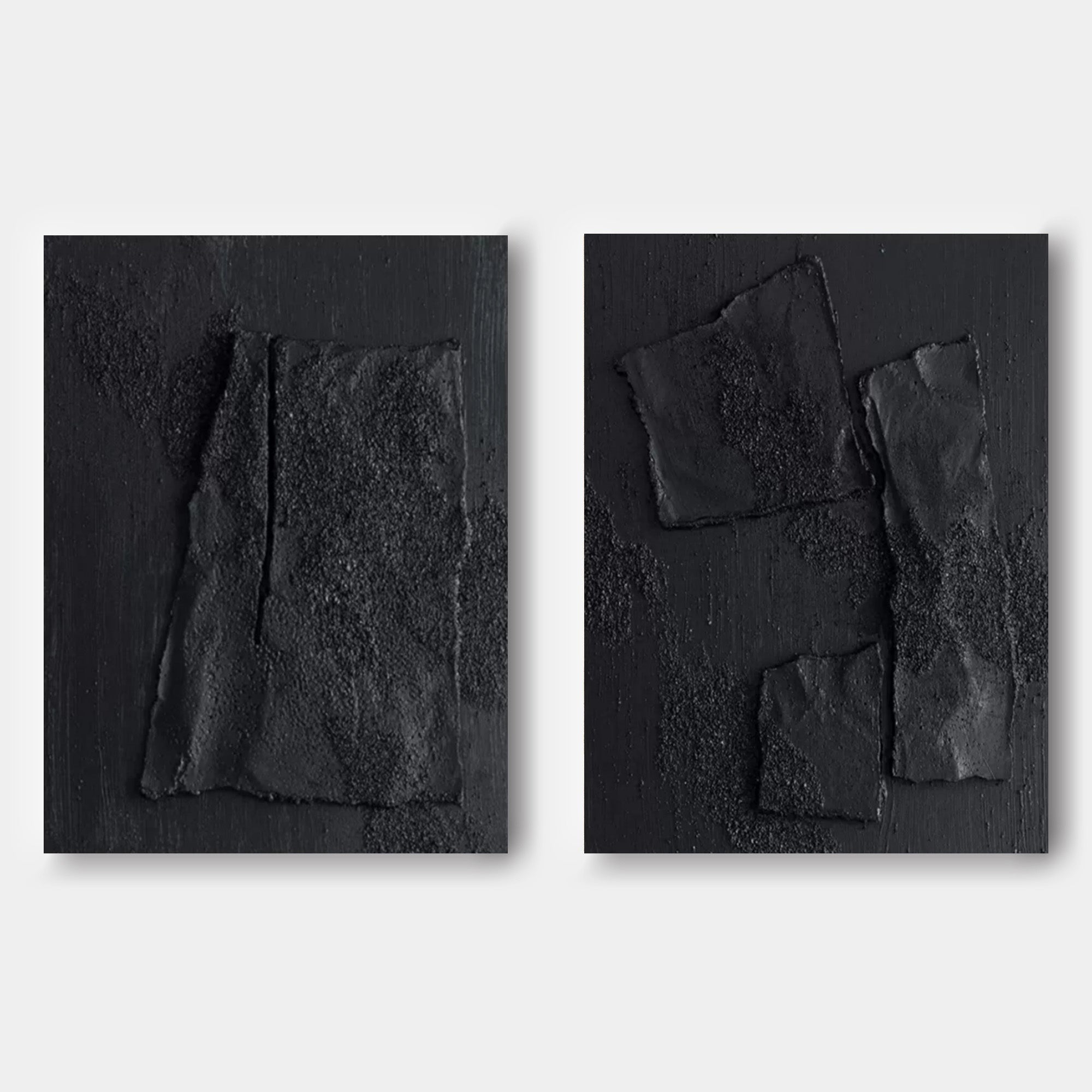 Wall Art Abstract Black Impasto Texture
