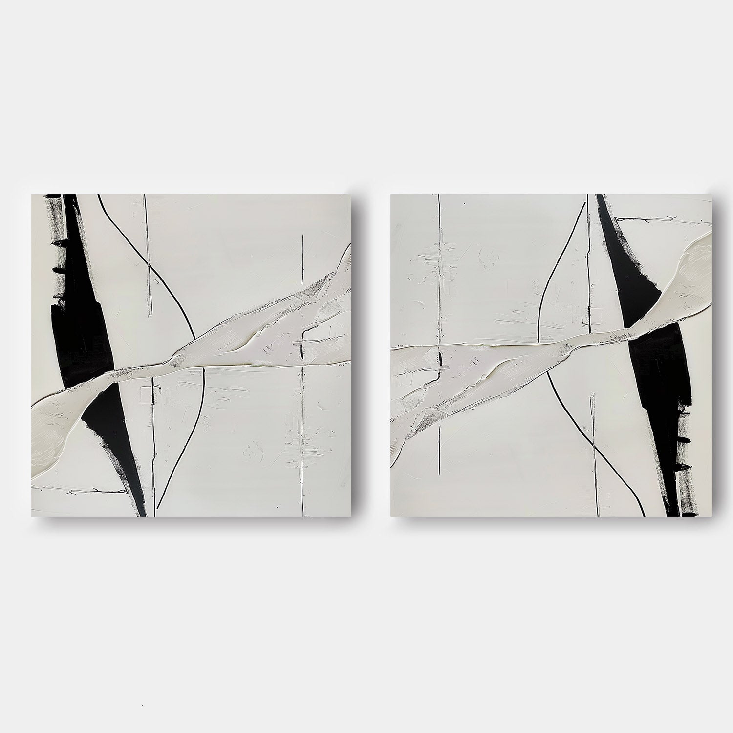 Tactile Two-Piece Monochrome Oil Painting White