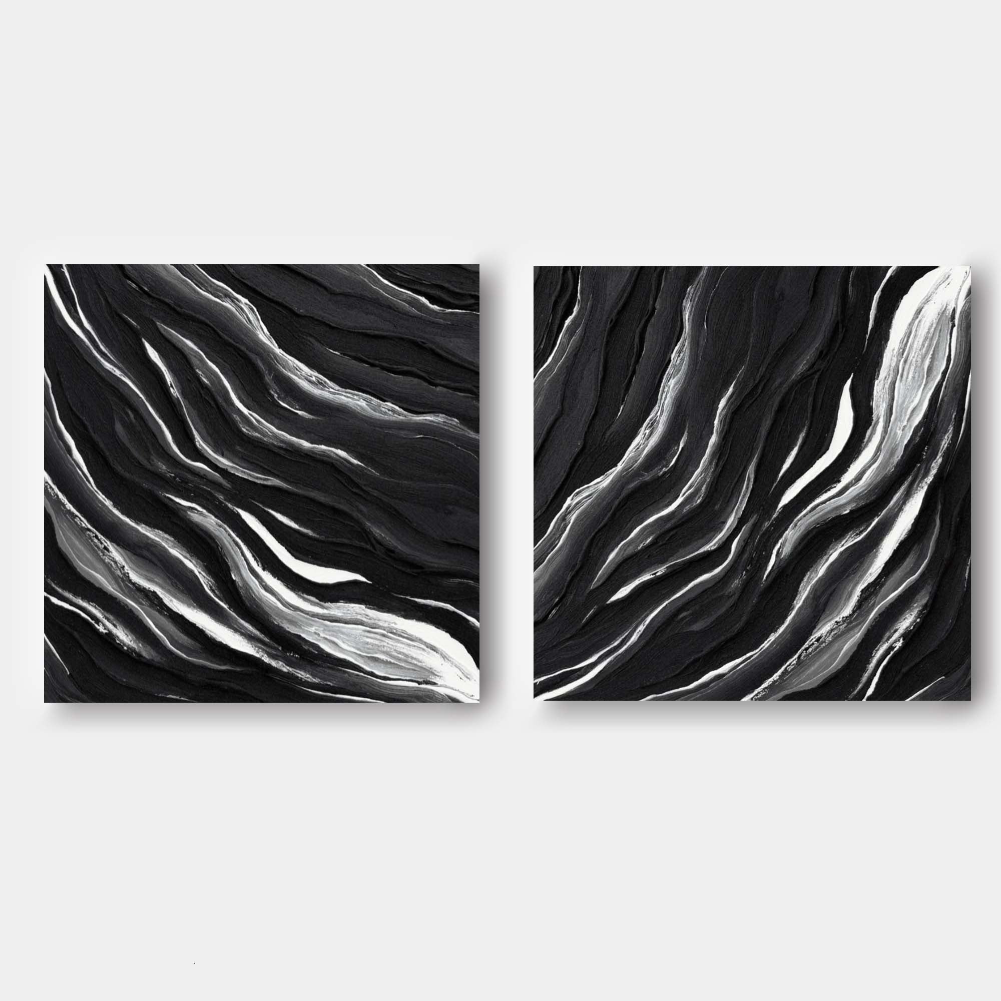 Wall Art Abstract Motion Deep Black Artistic Linen