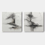 Wabi-Sabi Solitary Tree Diptych Painting