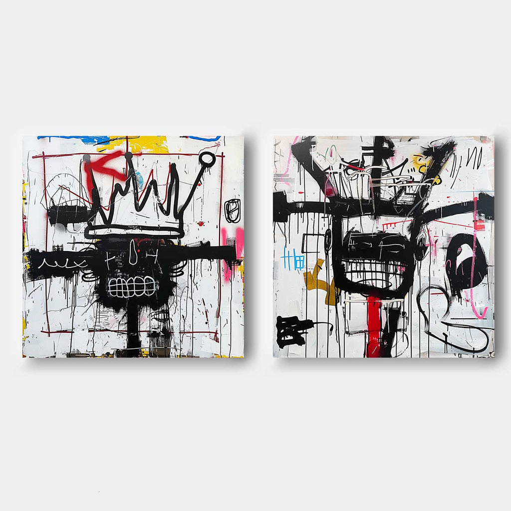 2-Piece Graffiti Abstract Diptych Painting
