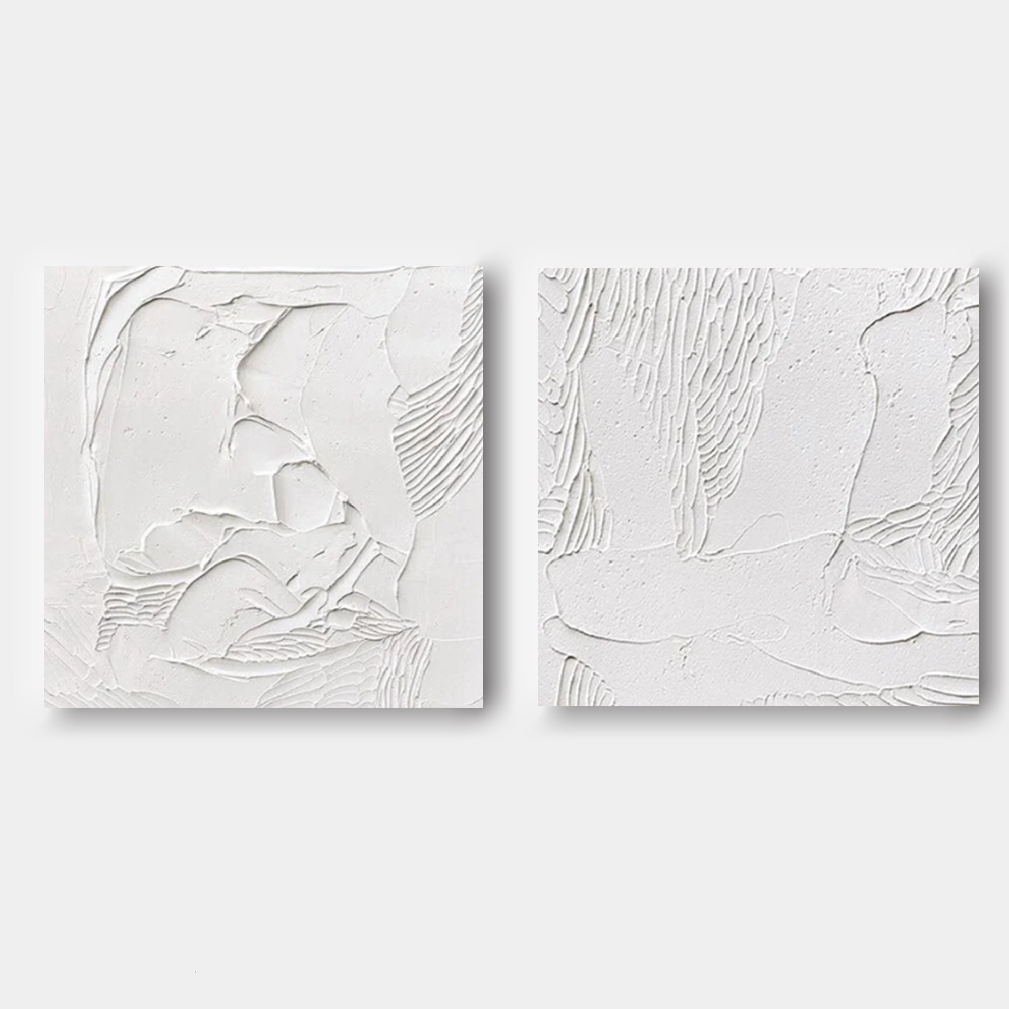 Wall Art Abstract Linear Relief Elegant Linen Flowing White