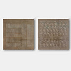 Geometric Textured Diptych Art Oil Painting