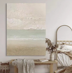 Minimalist Coastal Landscape Painting Textured Neutral
