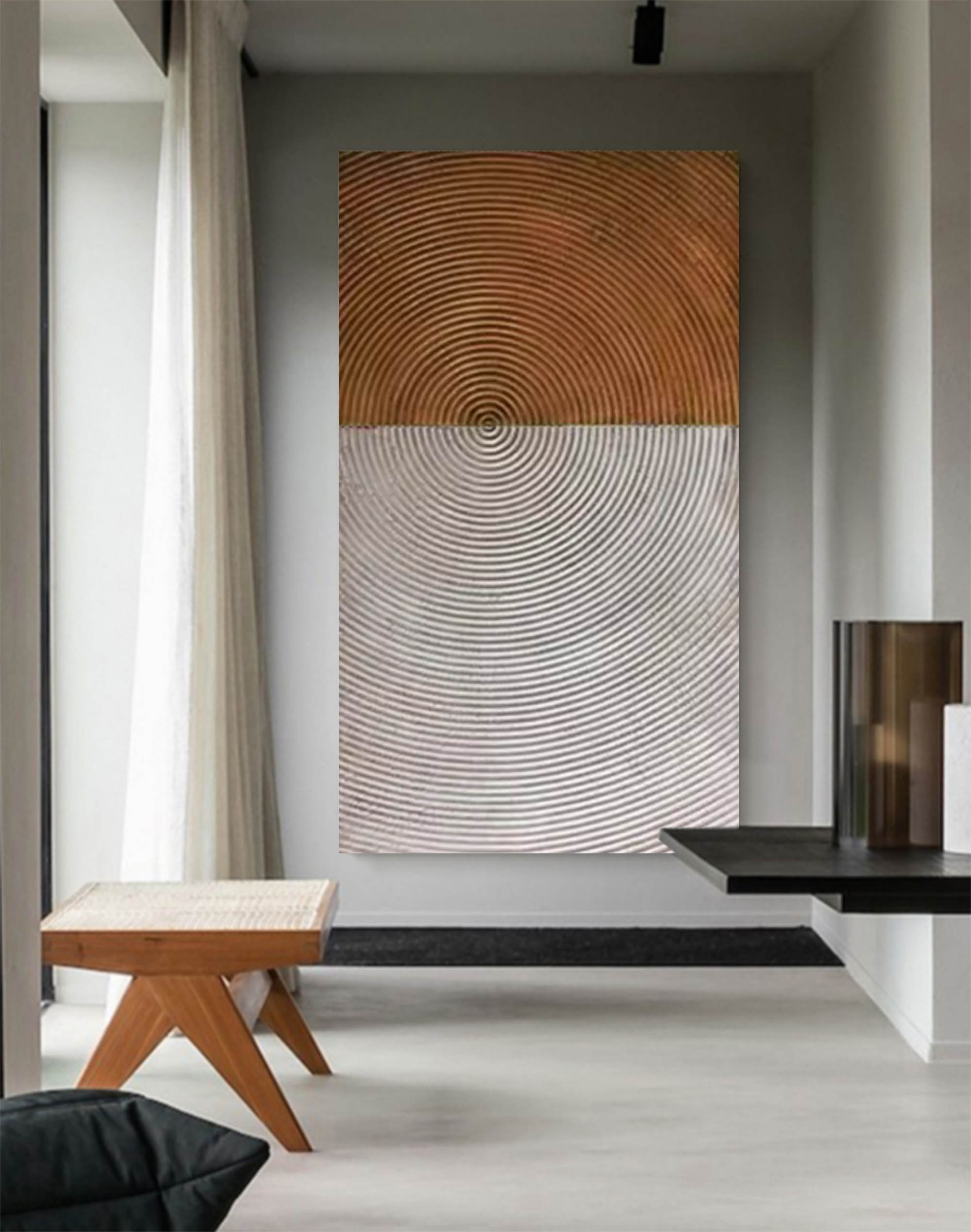 Wabi Sabi Wall Art Two Circular Texture Vertical